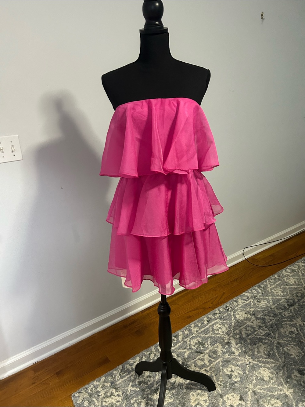 Abercrombie & Fitch Hot Pink Ruffle Strapless Mini Dress